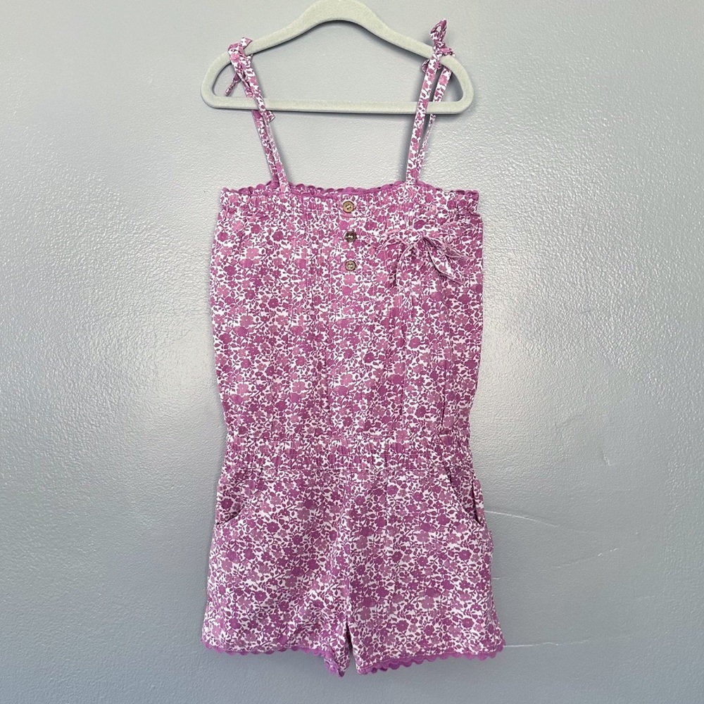 Kite Organic Cotton Lavender Floral Romper Sz 6-7